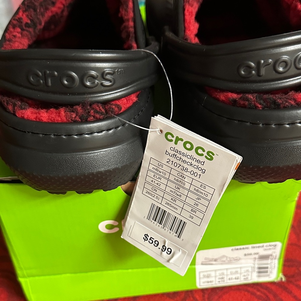 CROCS Men’s Lined Slippers - Black and Red